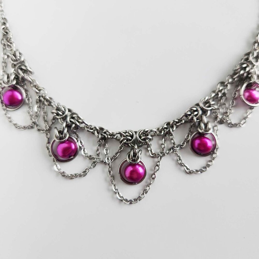 Pink and silver princess choker necklace - Picture 8 of 13